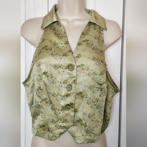 Nwt Cider XL Floral All Over Print Halter Curve & Plus Crop Blouse